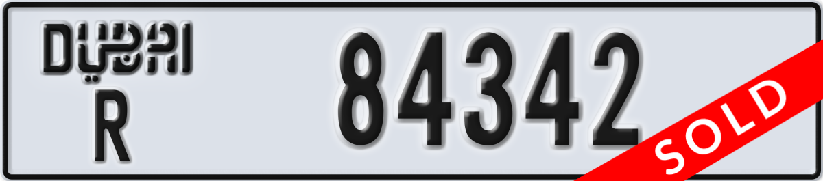 dubai License Plate Number 84342 Code R