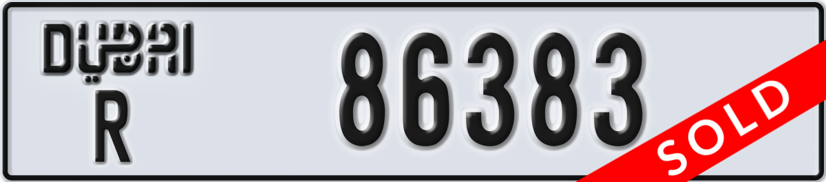 dubai License Plate Number 86383 Code R