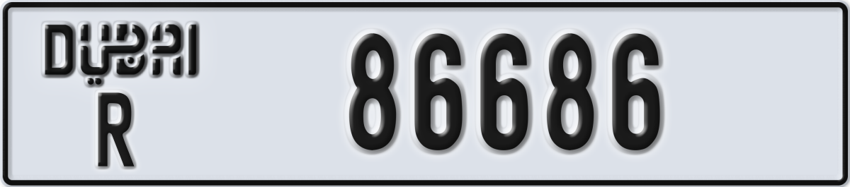 dubai License Plate Number 86686 Code R