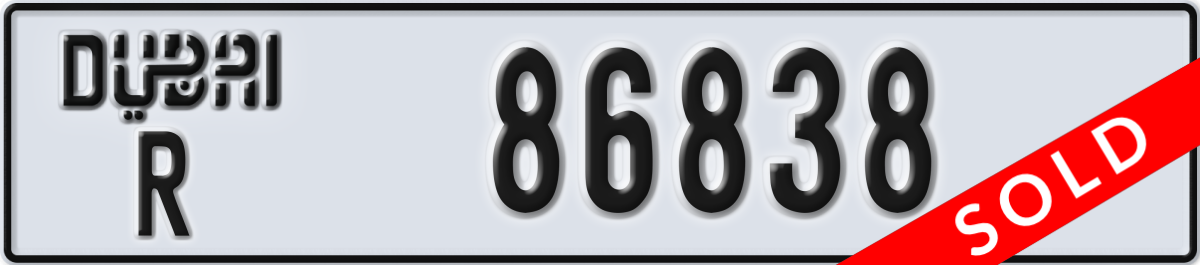dubai License Plate Number 86838 Code R