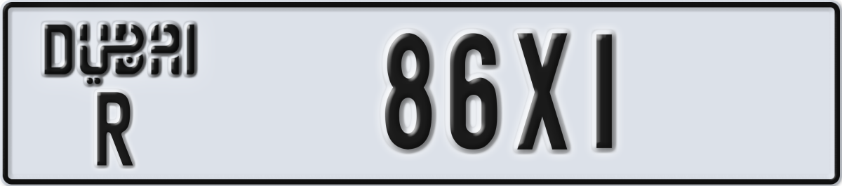 dubai License Plate Number 86X1 Code R