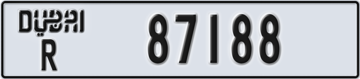 dubai License Plate Number 87188 Code R