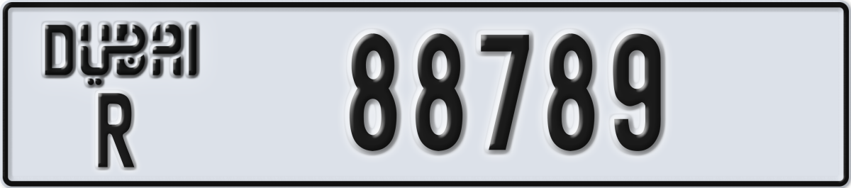 dubai License Plate Number 88789 Code R