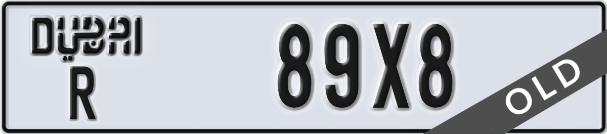 dubai License Plate Number 89X8 Code R