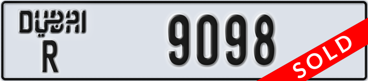 dubai License Plate Number 9098 Code R