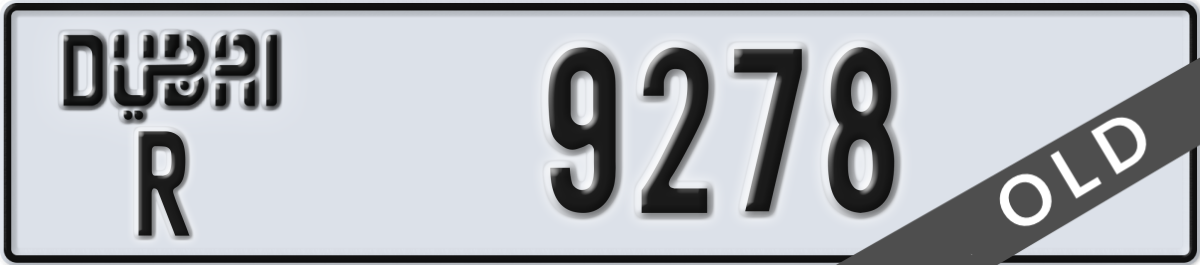 dubai License Plate Number 9278 Code R