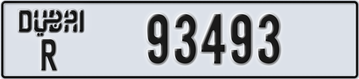 dubai License Plate Number 93493 Code R