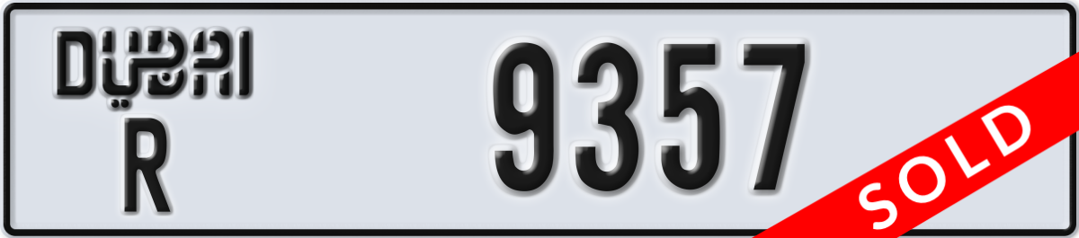 dubai License Plate Number 9357 Code R