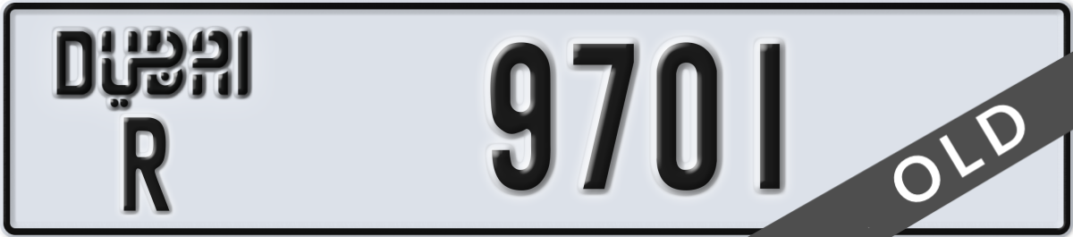 dubai License Plate Number 9701 Code R