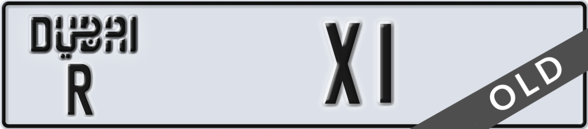 dubai License Plate Number X1 Code R