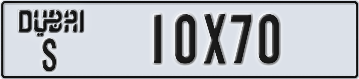 dubai License Plate Number 10X70 Code S