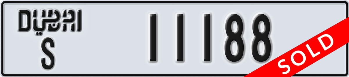 dubai License Plate Number 11188 Code S