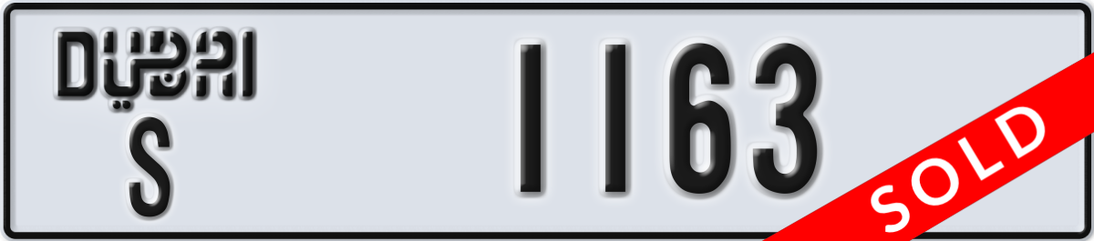 dubai License Plate Number 1163 Code S