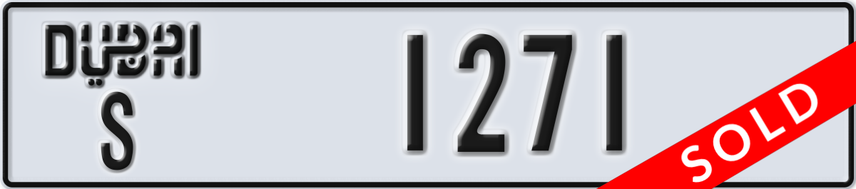 dubai License Plate Number 1271 Code S