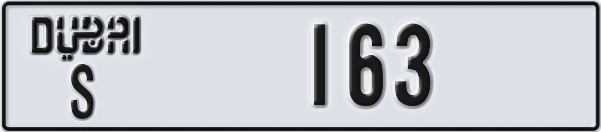 dubai License Plate Number 163 Code S