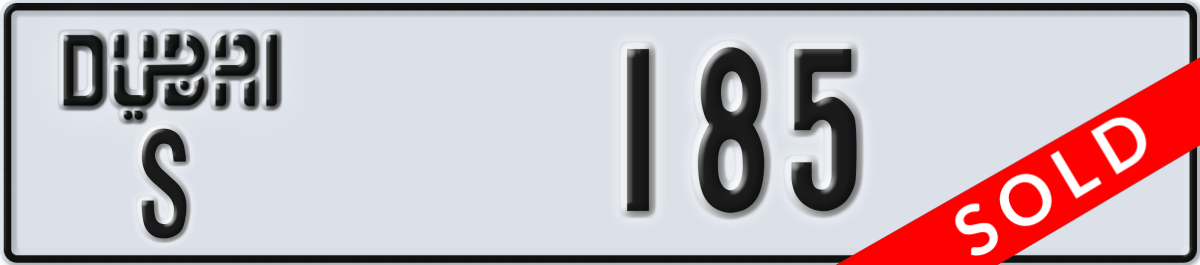 dubai License Plate Number 185 Code S