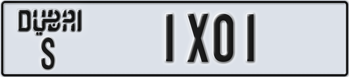 dubai License Plate Number 1X01 Code S