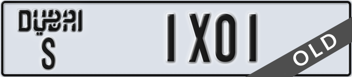 dubai License Plate Number 1X01 Code S