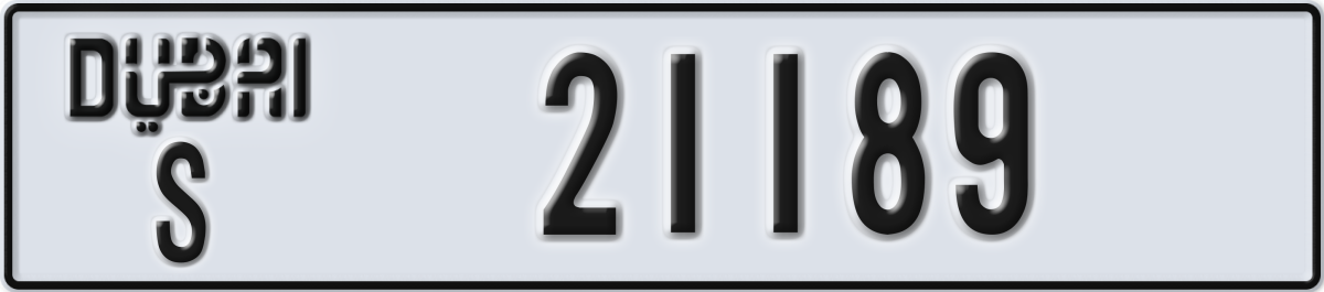 dubai License Plate Number 21189 Code S