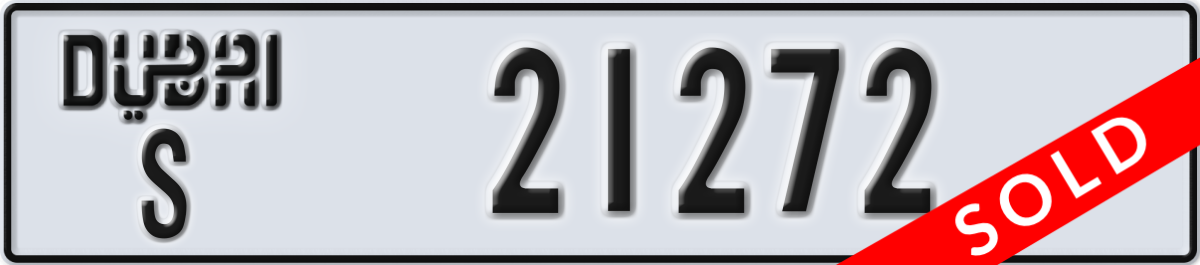 dubai License Plate Number 21272 Code S