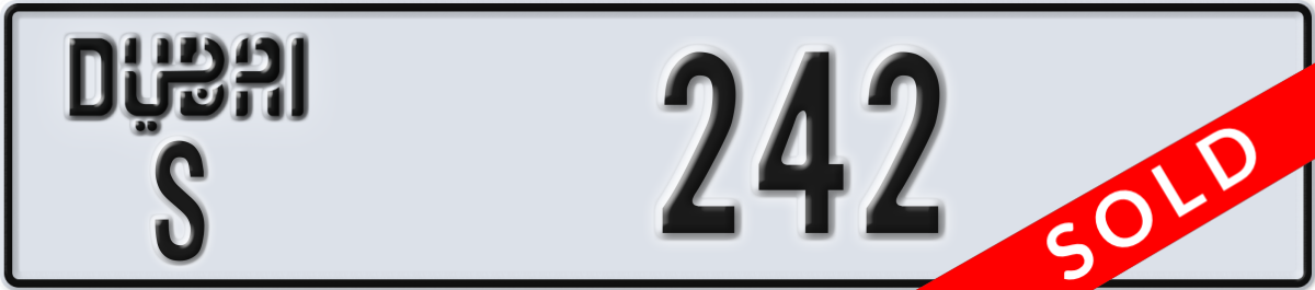 dubai License Plate Number 242 Code S