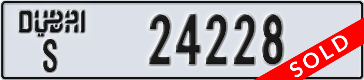 dubai License Plate Number 24228 Code S