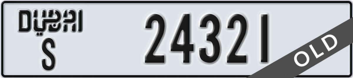 dubai License Plate Number 24321 Code S