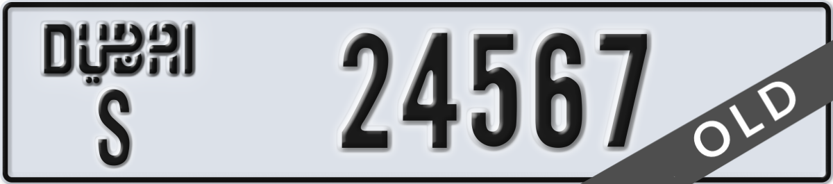 dubai License Plate Number 24567 Code S