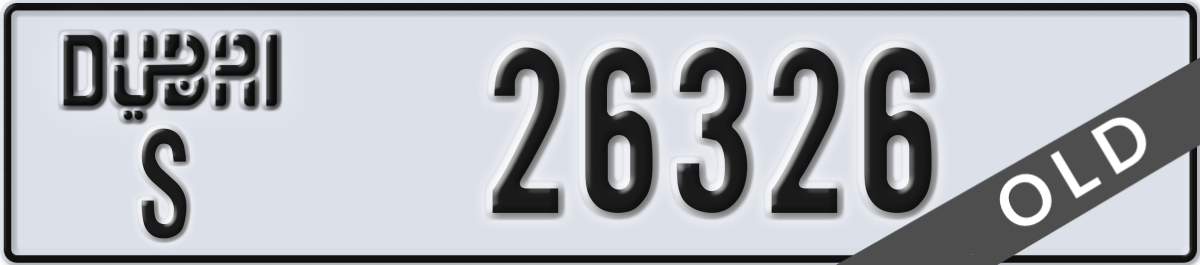 dubai License Plate Number 26326 Code S