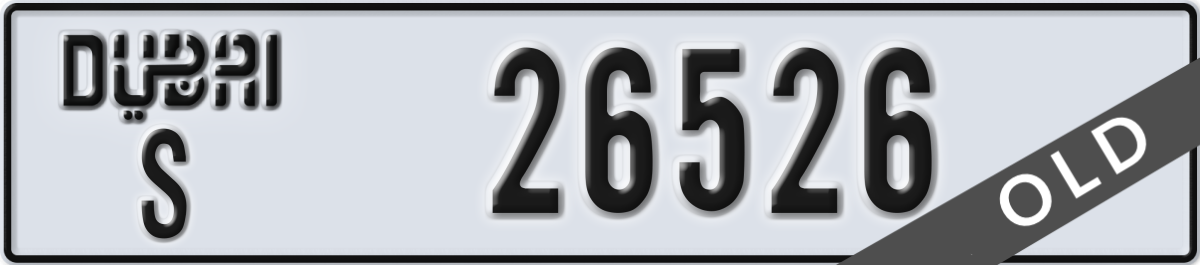 dubai License Plate Number 26526 Code S