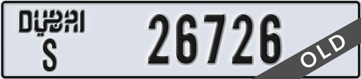 dubai License Plate Number 26726 Code S