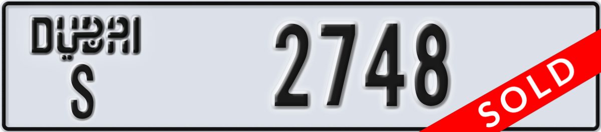 dubai License Plate Number 2748 Code S