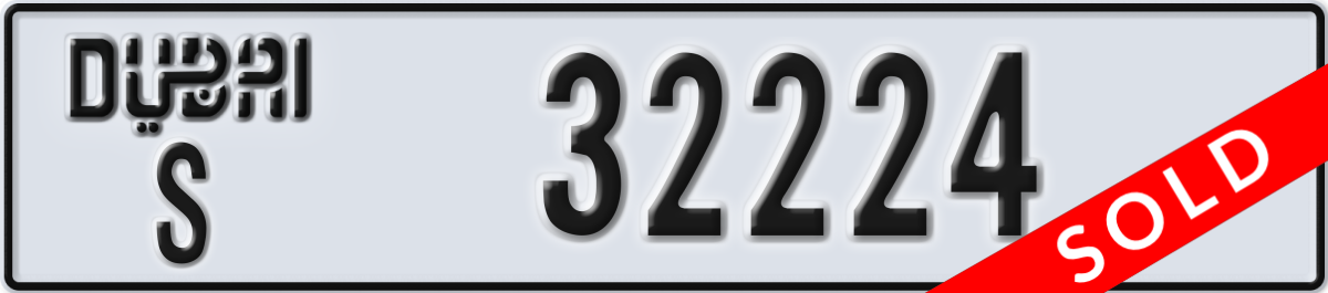 dubai License Plate Number 32224 Code S
