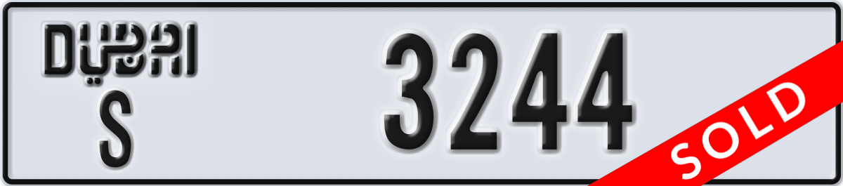dubai License Plate Number 3244 Code S