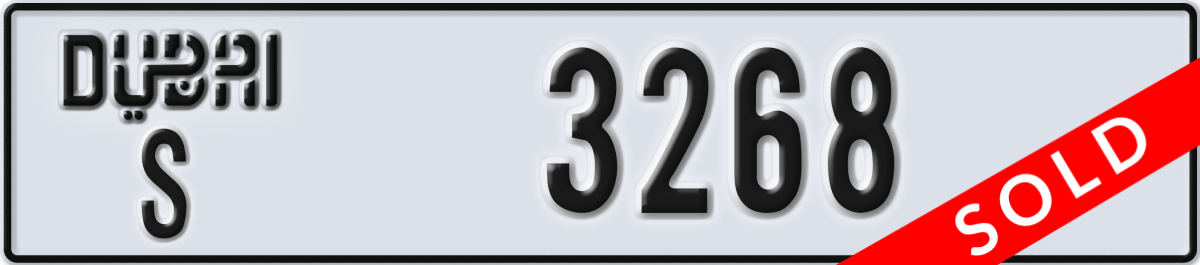 dubai License Plate Number 3268 Code S