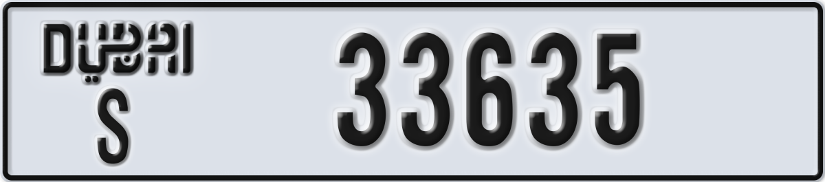 dubai License Plate Number 33635 Code S