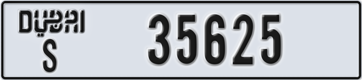 dubai License Plate Number 35625 Code S
