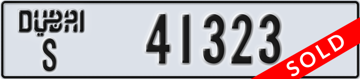 dubai License Plate Number 41323 Code S
