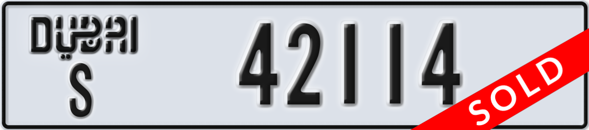 dubai License Plate Number 42114 Code S