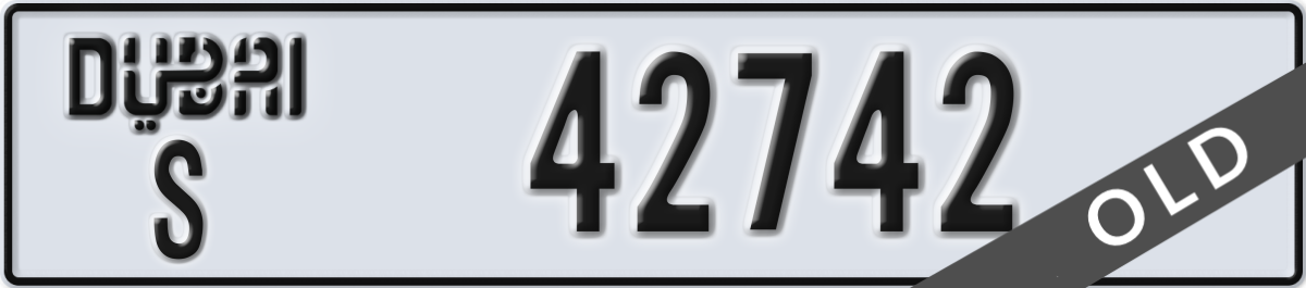 dubai License Plate Number 42742 Code S