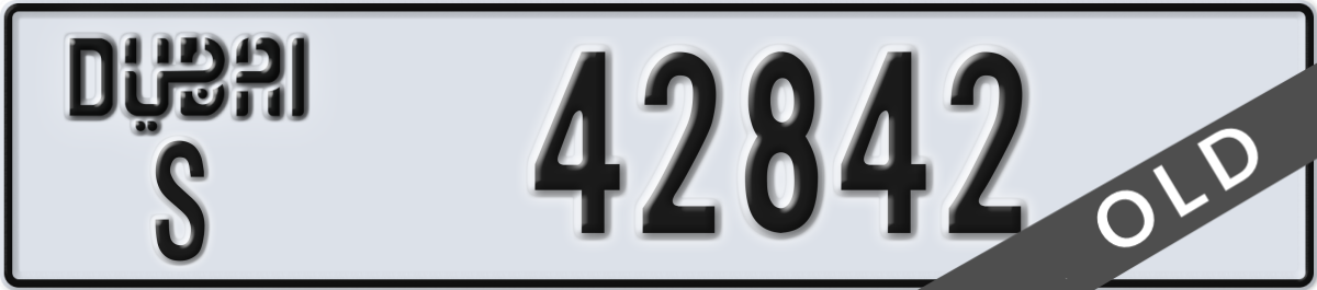 dubai License Plate Number 42842 Code S