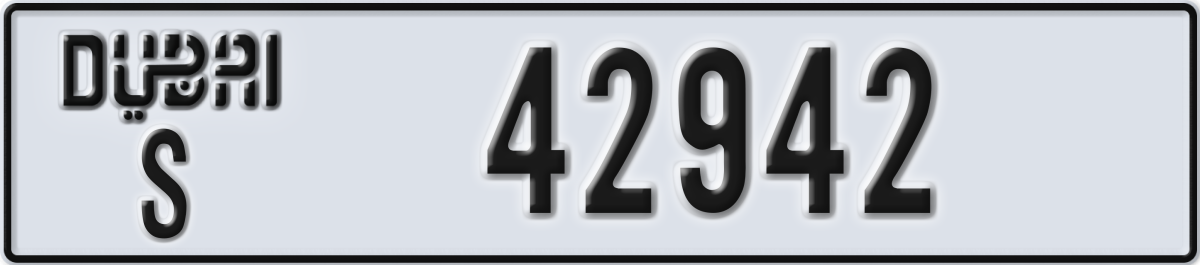 dubai License Plate Number 42942 Code S