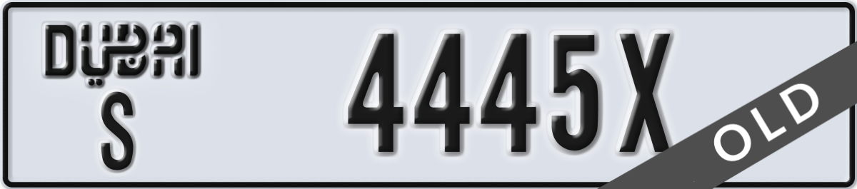 dubai License Plate Number 4445X Code S