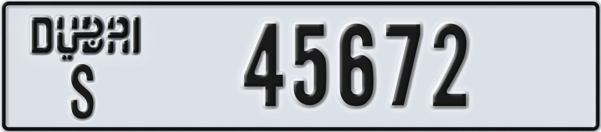 dubai License Plate Number 45672 Code S