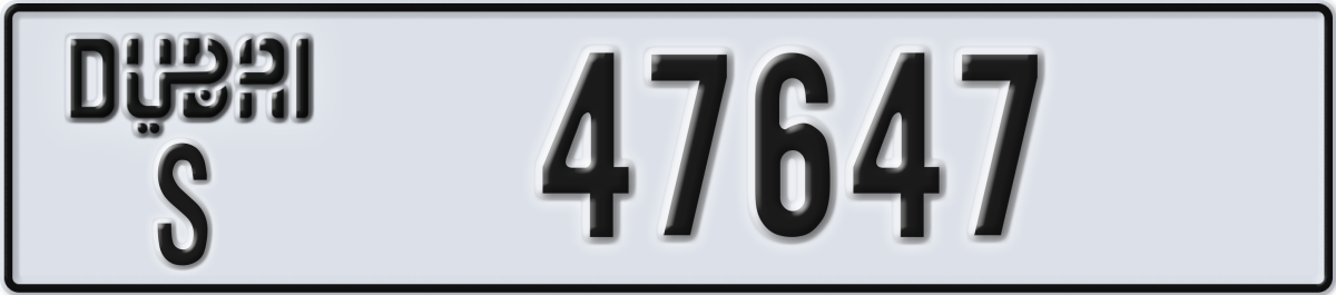 dubai License Plate Number 47647 Code S