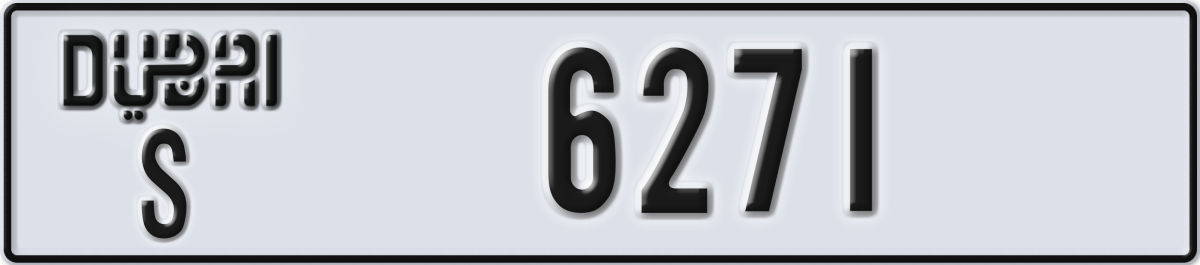 dubai License Plate Number 6271 Code S