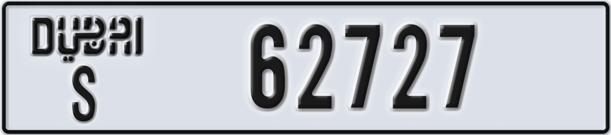 dubai License Plate Number 62727 Code S