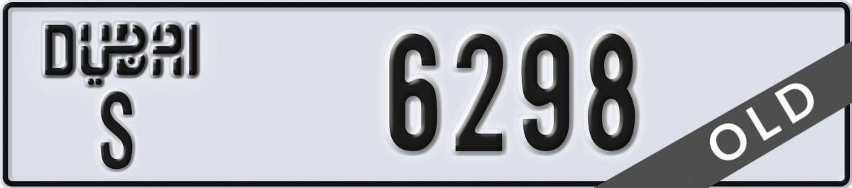 dubai License Plate Number 6298 Code S