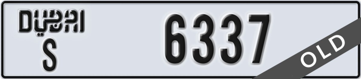 dubai License Plate Number 6337 Code S