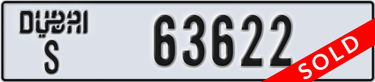 dubai License Plate Number 63622 Code S